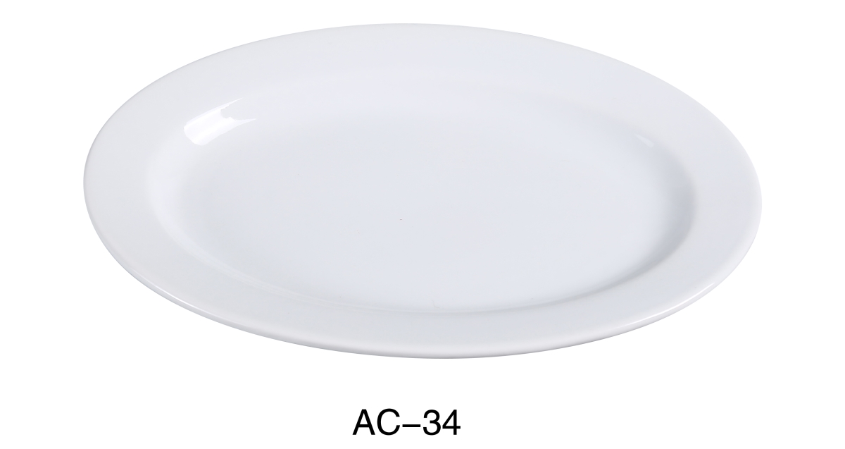 Picture of Yanco AC-34 ABCO Oval Platter - Porcelain, Super White - 9.5 x 6.5 in. - Pack of 24