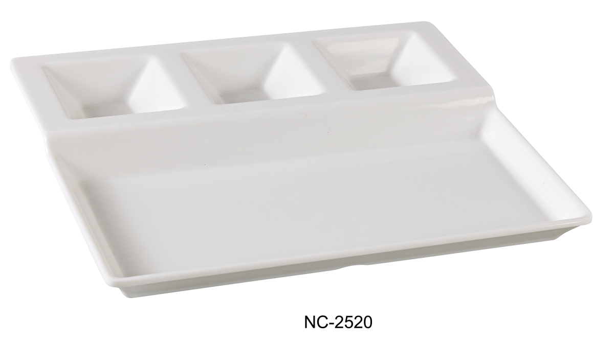 Picture of Yanco NC-2520 Compartment Collection 4-Divided Compartment - Melamine, White - 10.5 x 12.25 in. - Pack of 12