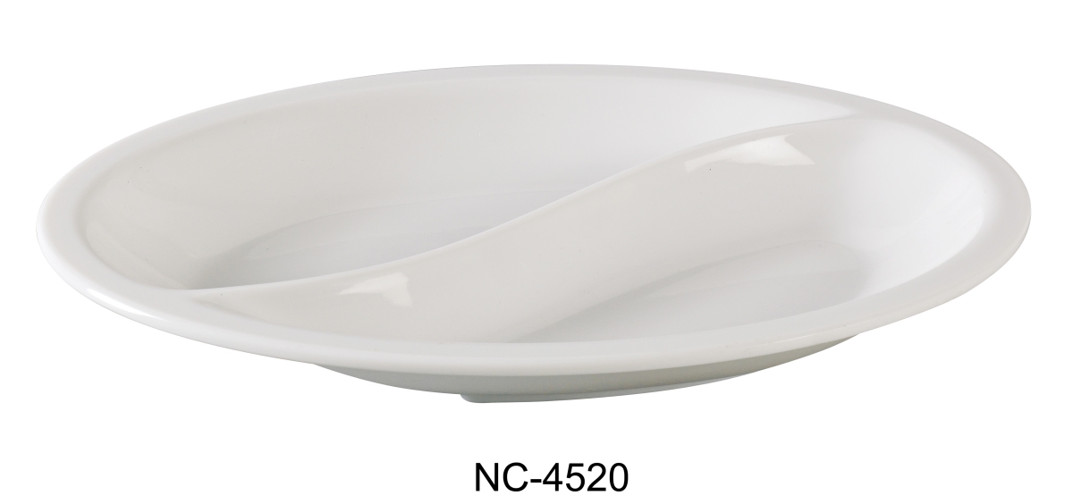 Picture of Yanco NC-4520 Compartment Collection Compartment - Oval - Melamine, White - 10 x 6.75 in. - Pack of 24