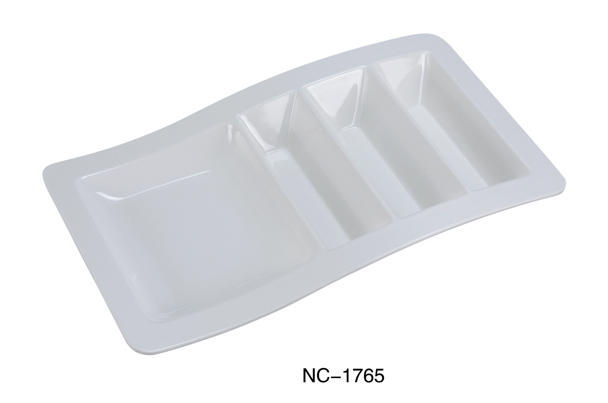 Picture of Yanco NC-1765 Mexico Stackable Taco Plate - Melamine, White - 14.75 x 8.75 x 1.75 in. - Pack of 12