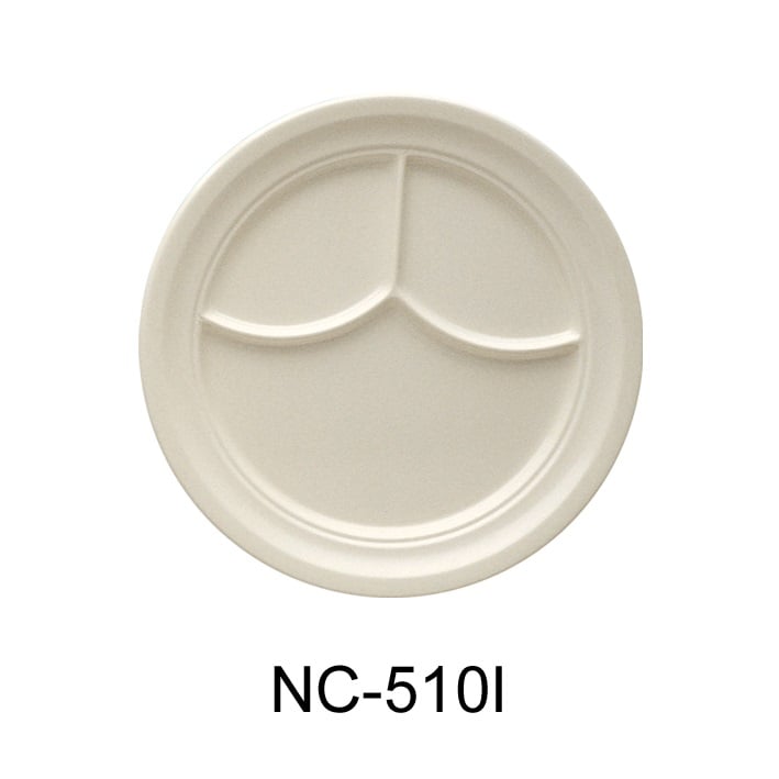 Picture of Yanco NC-510I 9 in. Compartment Collection 3-Compartment Plate - Melamine, Ivory - Pack of 24