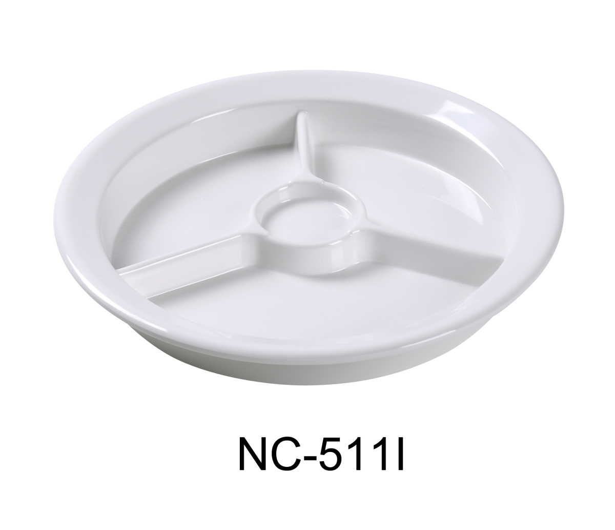 Picture of Yanco NC-511I 9 in. Compartment Collection 3-Compartment Plate with Cup Holder - Melamine, Ivory - Pack of 24
