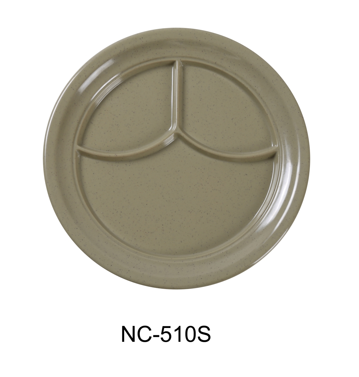 Picture of Yanco NC-510S 9 in. Compartment Collection 3-Compartment Plate - Melamine, Sand - Pack of 24