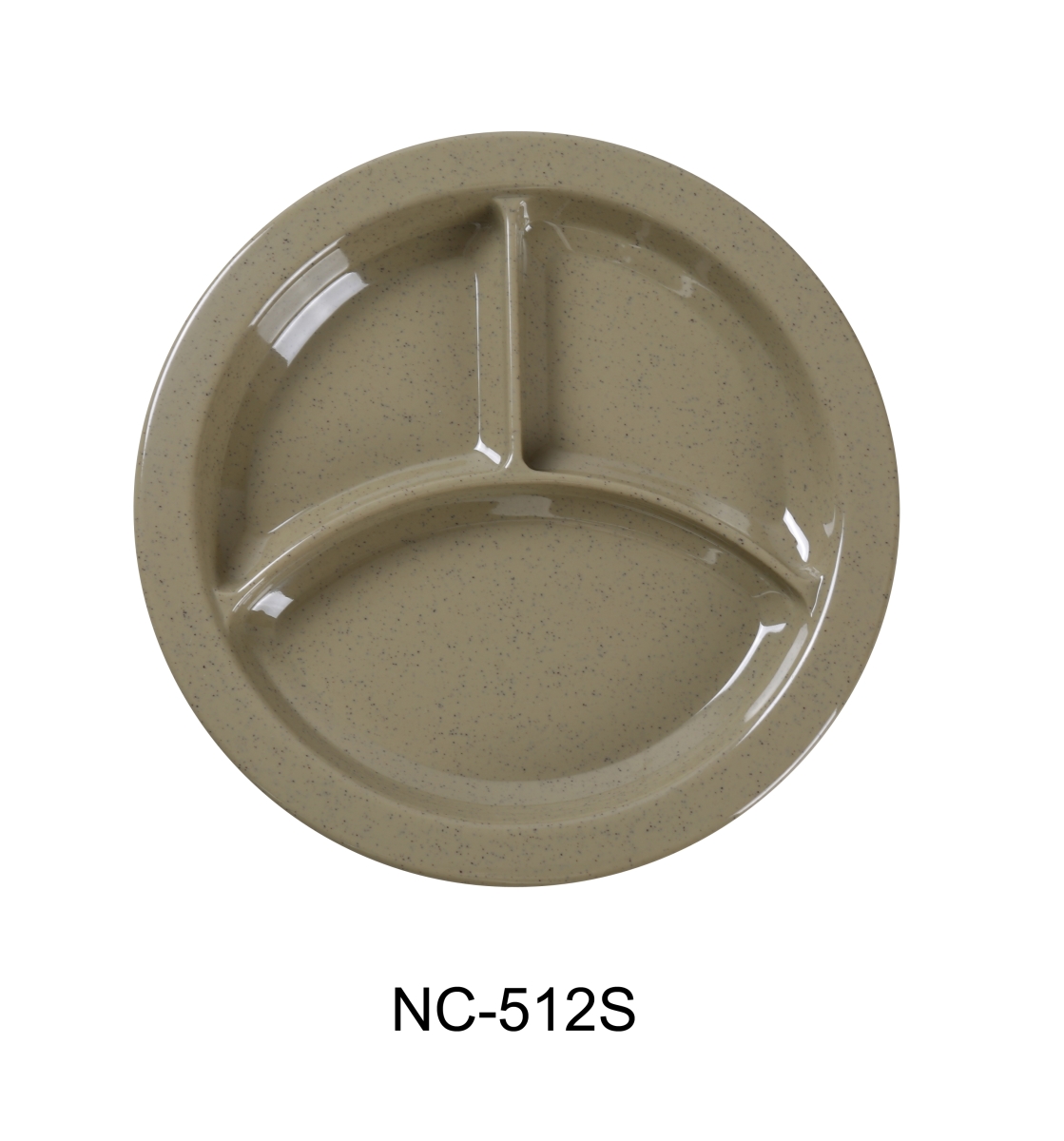 Picture of Yanco NC-512S 9 in. Compartment Collection 3-Compartment Plate with Deep Beveled Foot - Melamine, Sand - Pack of 24
