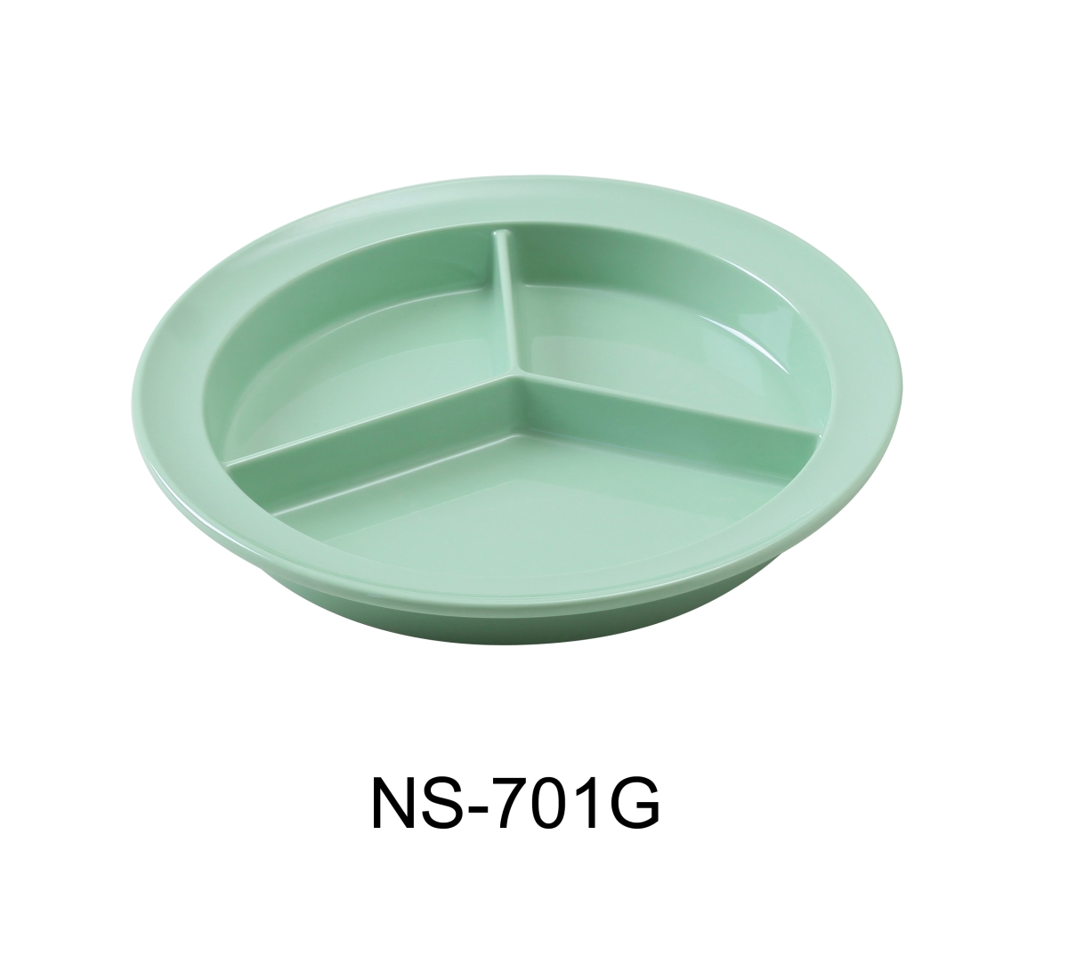 Picture of Yanco NS-701G 8.75 in. Nessico 3-Compartment Deep Plate - Melamine, Green - Pack of 24