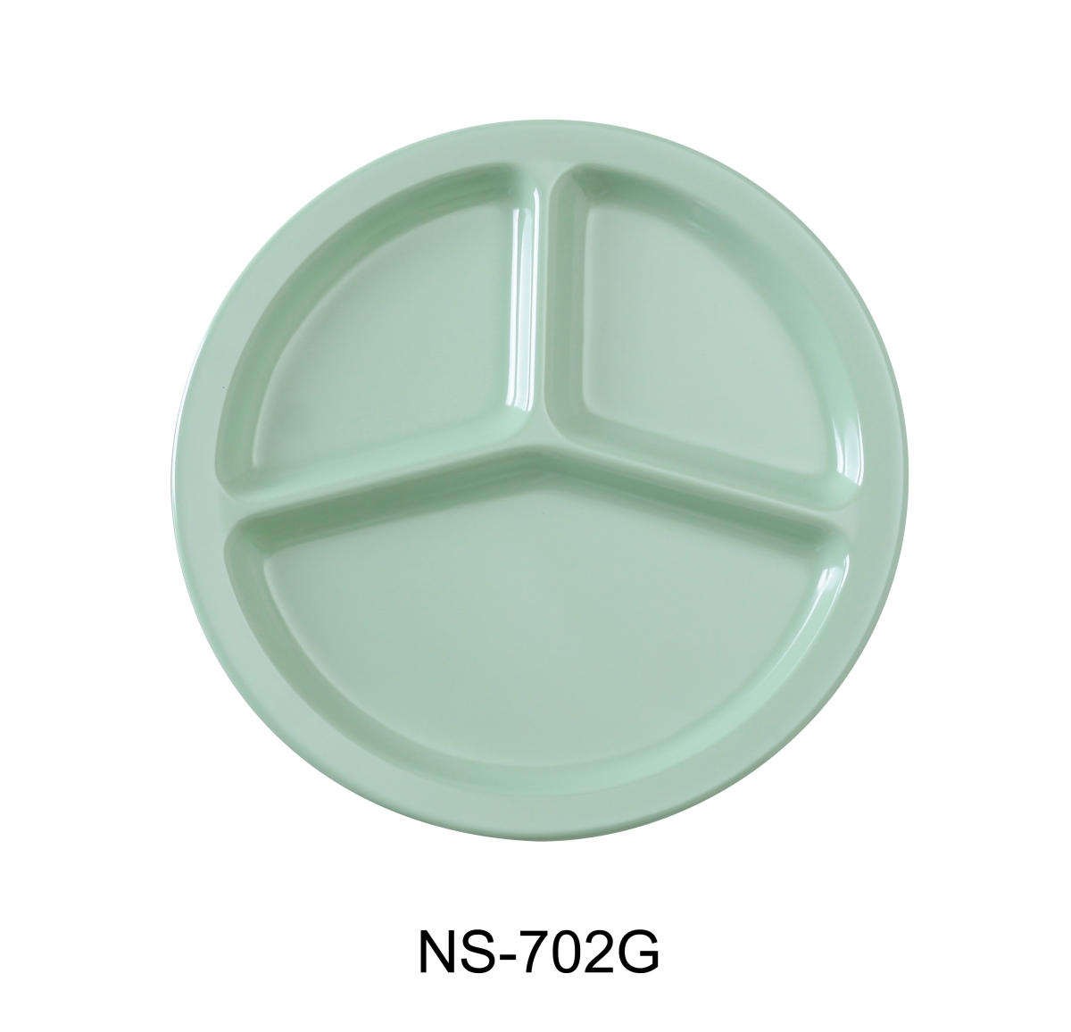 Picture of Yanco NS-702G 10 in. Nessico 3-Compartment Plate - Melamine, Green - Pack of 24