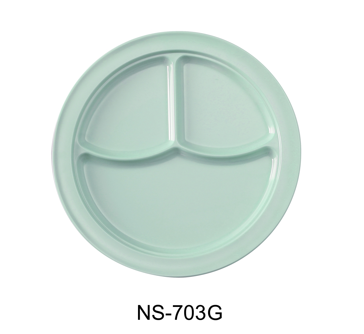 Picture of Yanco NS-703G 10 in. Nessico 3-Compartment Plate - Melamine, Green - Pack of 24