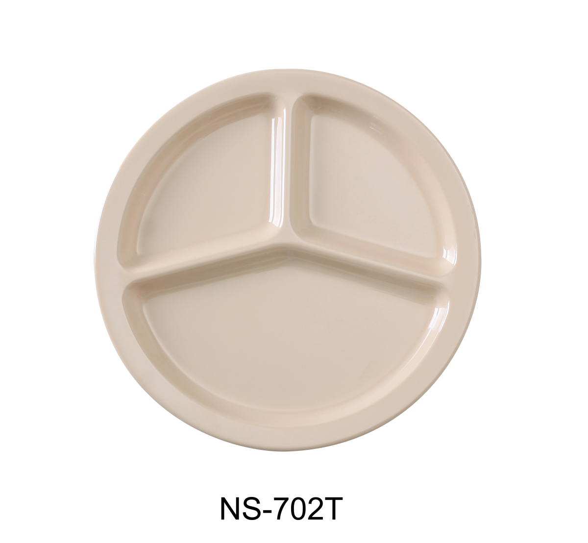 Picture of Yanco NS-702T 10 in. Nessico 3-Compartment Plate - Melamine, Tan - Pack of 24