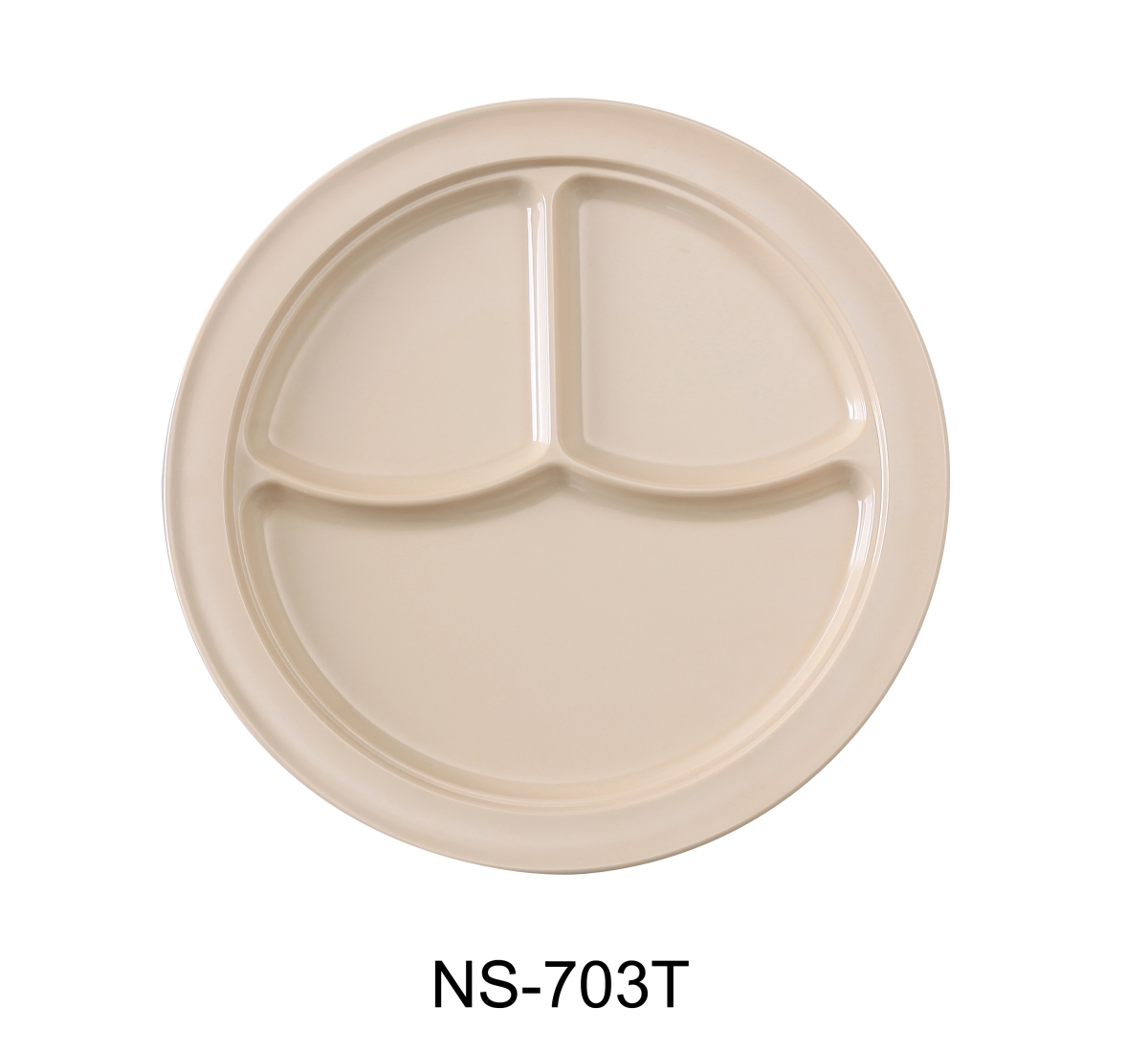 Picture of Yanco NS-703T 10.875 in. Nessico 3-Compartment Plate - Melamine, Tan - Pack of 24
