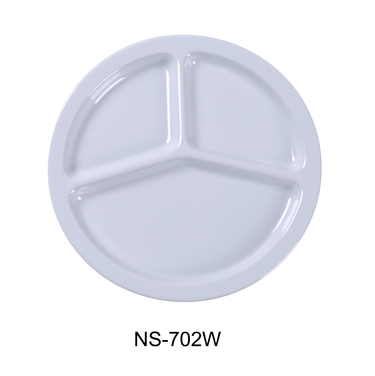 Picture of Yanco NS-702W 10 in. Nessico 3-Compartment Plate - Melamine, White - Pack of 24