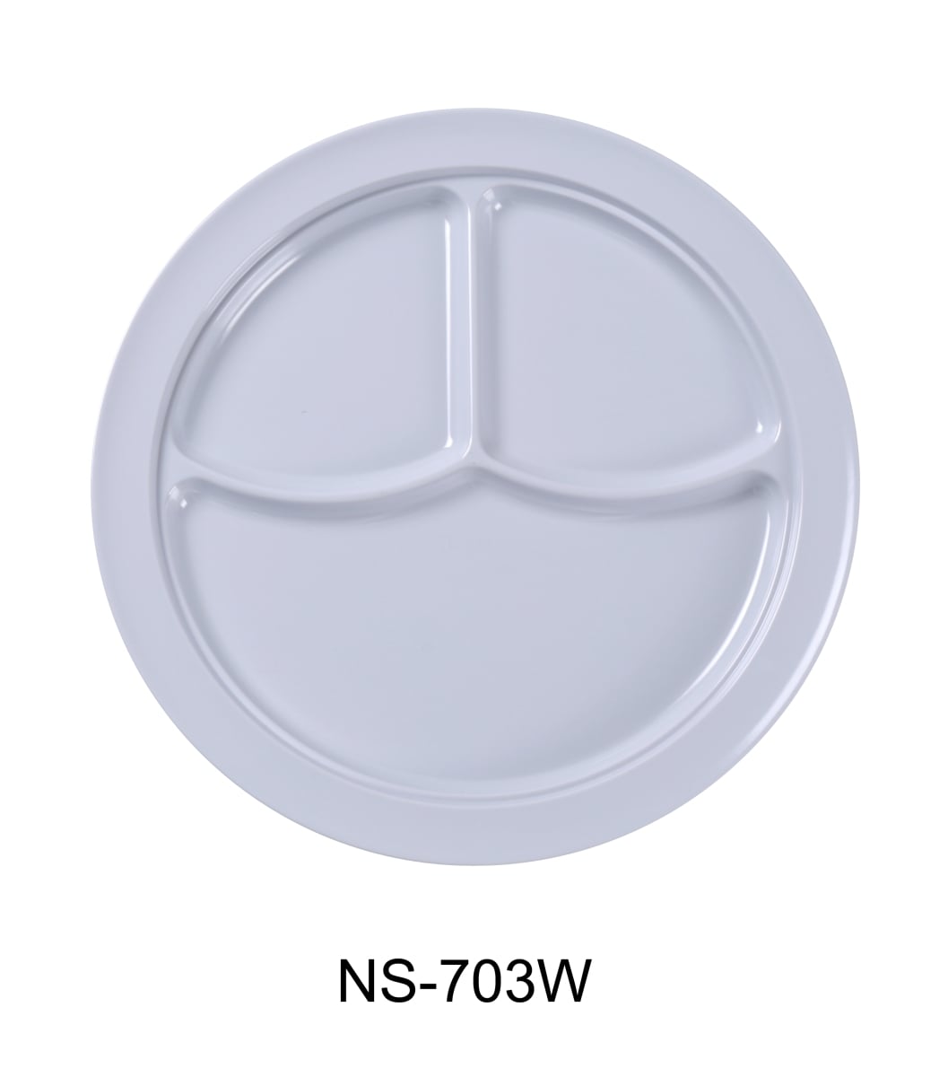 Picture of Yanco NS-703W 10.875 in. Nessico 3-Compartment Plate - Melamine, White - Pack of 24