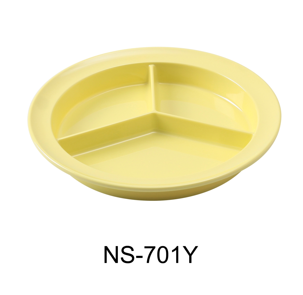 Picture of Yanco NS-701Y 8.75 in. Nessico 3-Compartment Deep Plate - Melamine, Yellow - Pack of 24