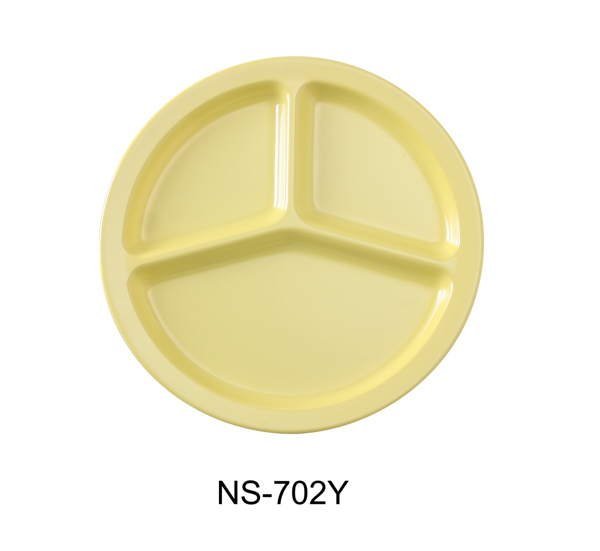 Picture of Yanco NS-702Y 10 in. Nessico 3-Compartment Plate - Melamine, Yellow - Pack of 24