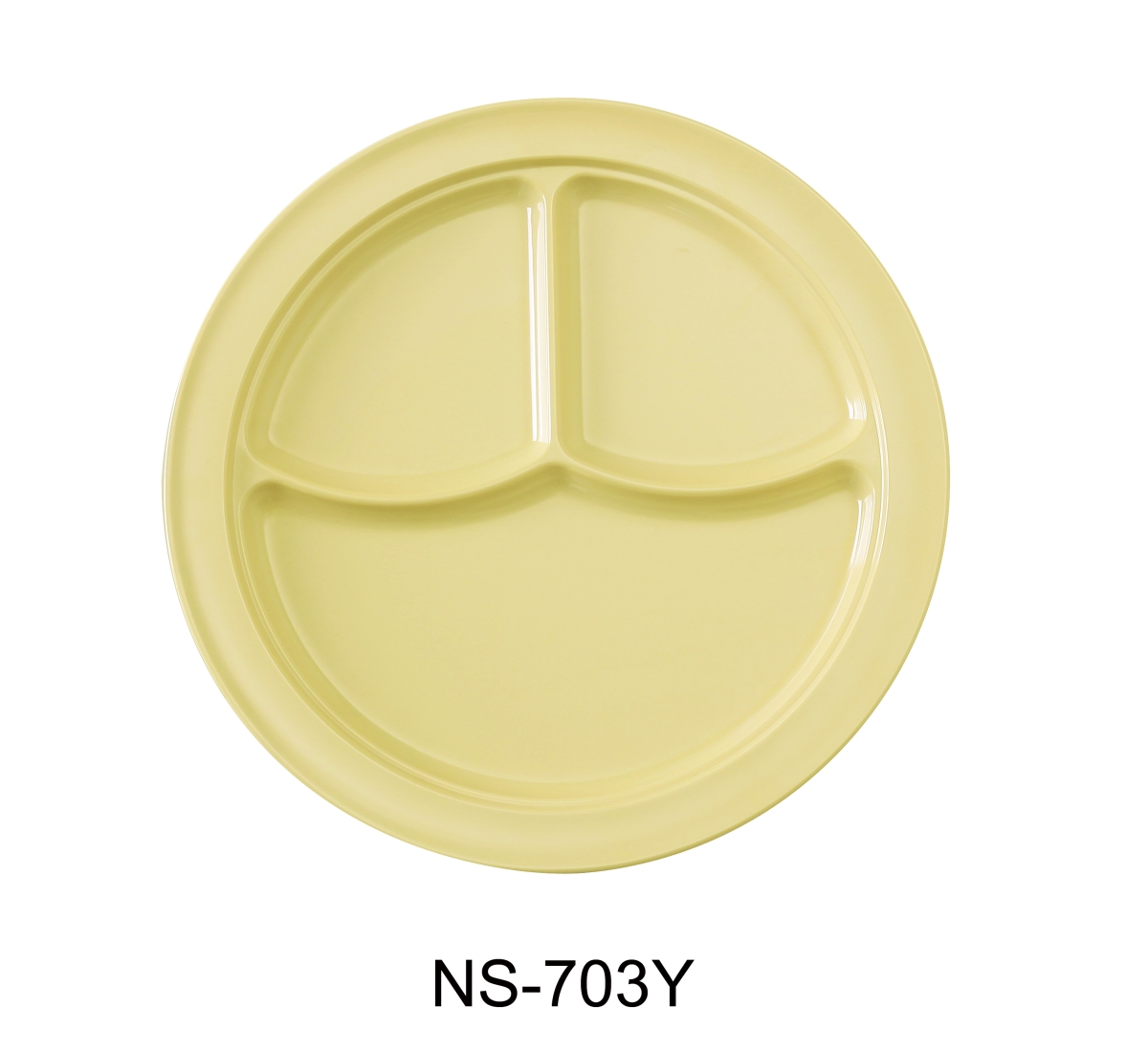 Picture of Yanco NS-703Y 10.875 in. Nessico 3-Compartment Plate - Melamine, Yellow - Pack of 24