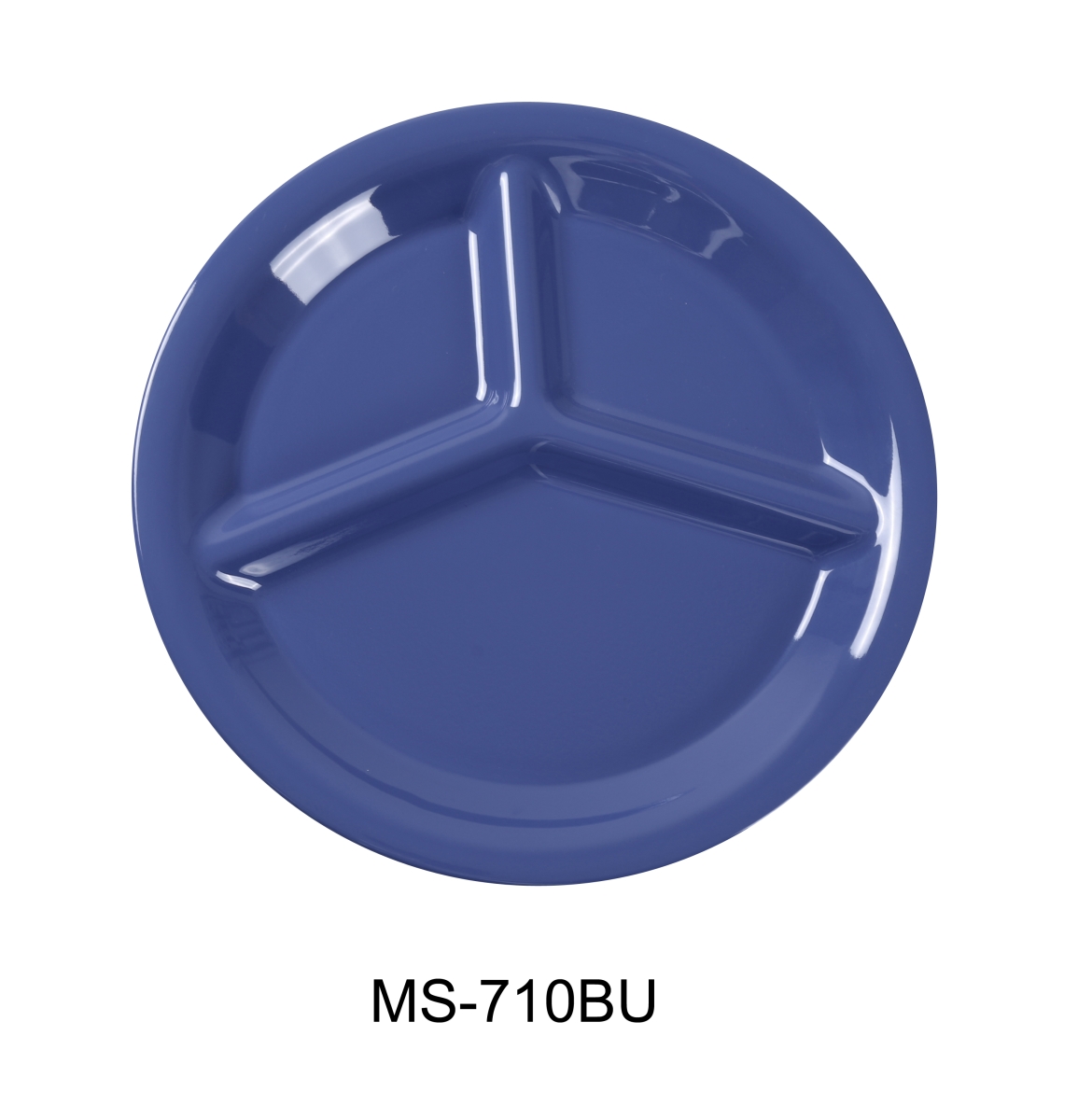 Picture of Yanco MS-710BU 10.25 in. Mile Stone Three Compartment Plate - Melamine, Blue - Pack of 24