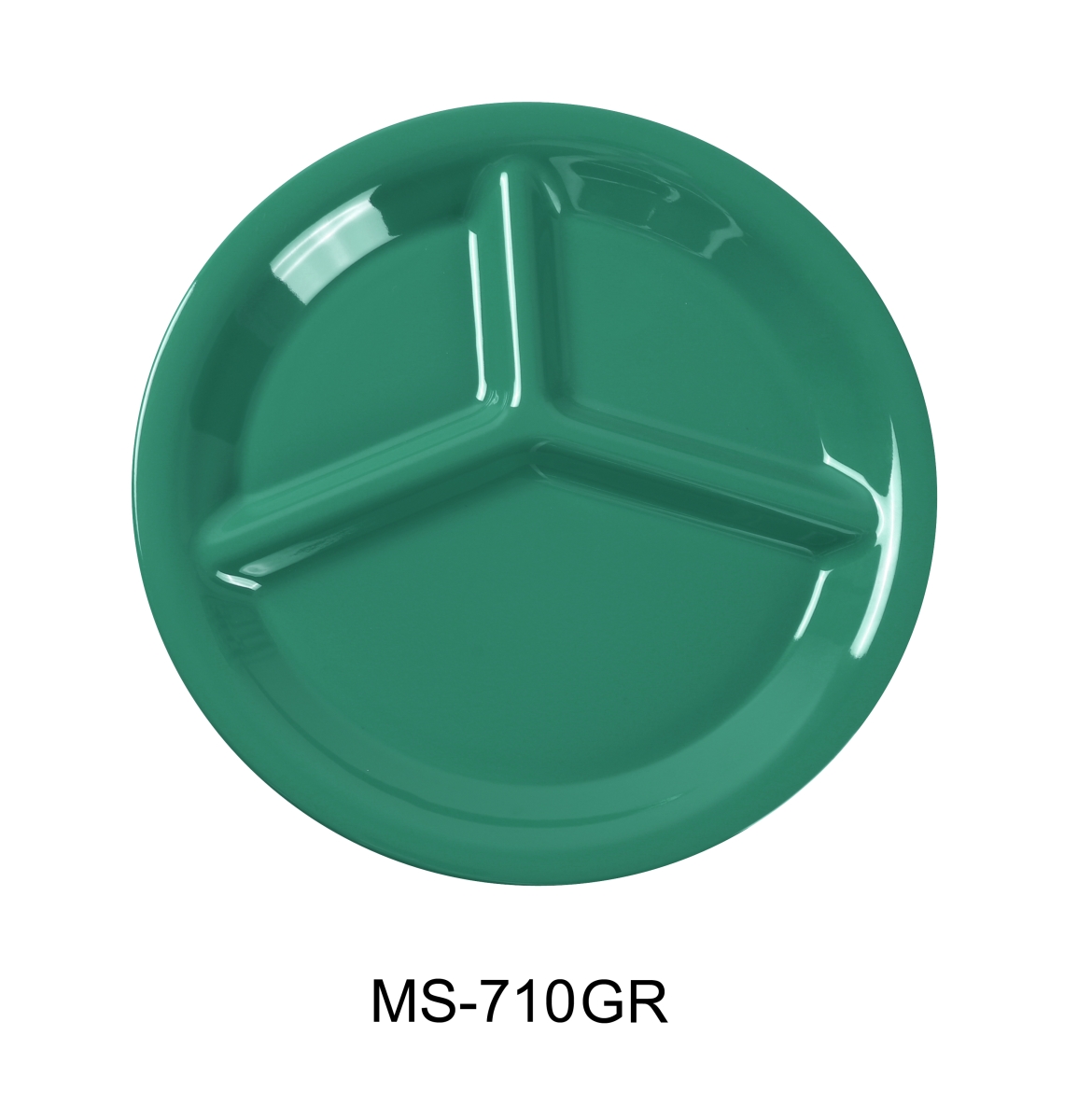 Picture of Yanco MS-710GR 10.25 in. Mile Stone Three Compartment Plate - Melamine, Green - Pack of 24