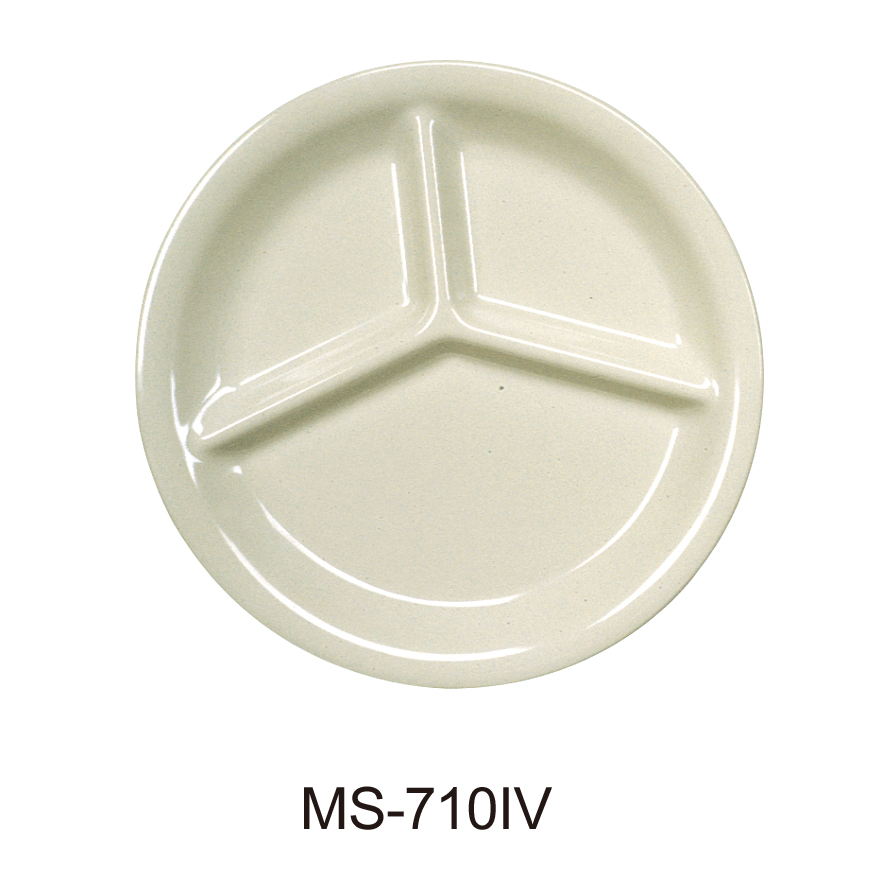 Picture of Yanco MS-710IV 10.25 in. Mile Stone Three Compartment Plate - Melamine, Ivory - Pack of 24