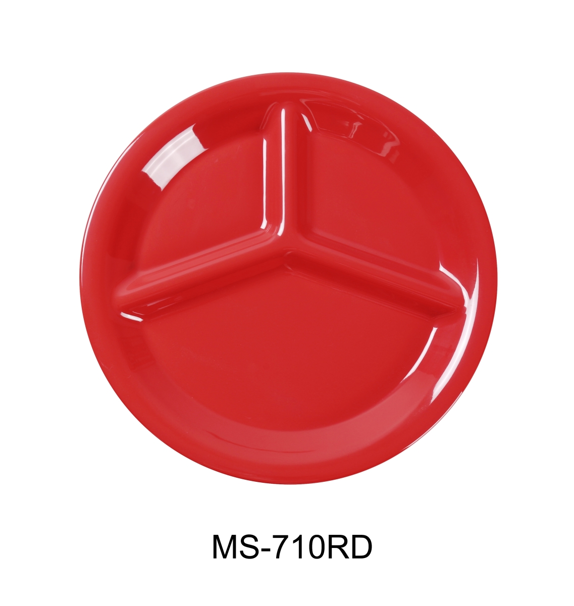 Picture of Yanco MS-710RD 10.25 in. Mile Stone Three Compartment Plate - Melamine, Orange & Red - Pack of 24