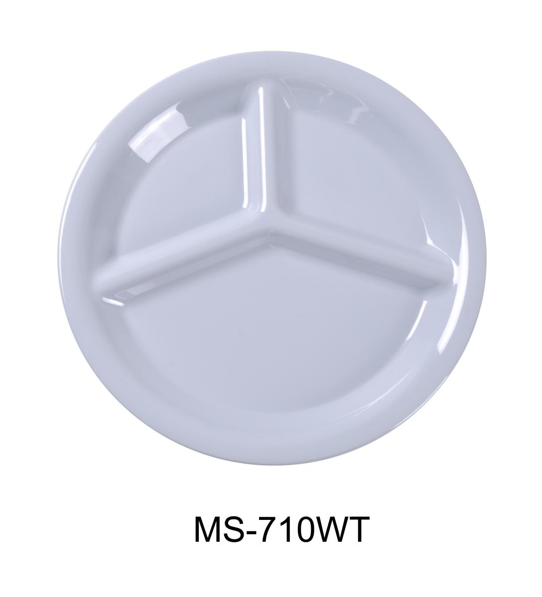 Picture of Yanco MS-710WT 10.25 in. Mile Stone Three Compartment Plate - Melamine, White - Pack of 24