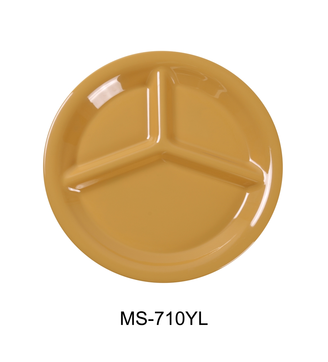Picture of Yanco MS-710YL 10.25 in. Mile Stone Three Compartment Plate - Melamine, Yellow - Pack of 24