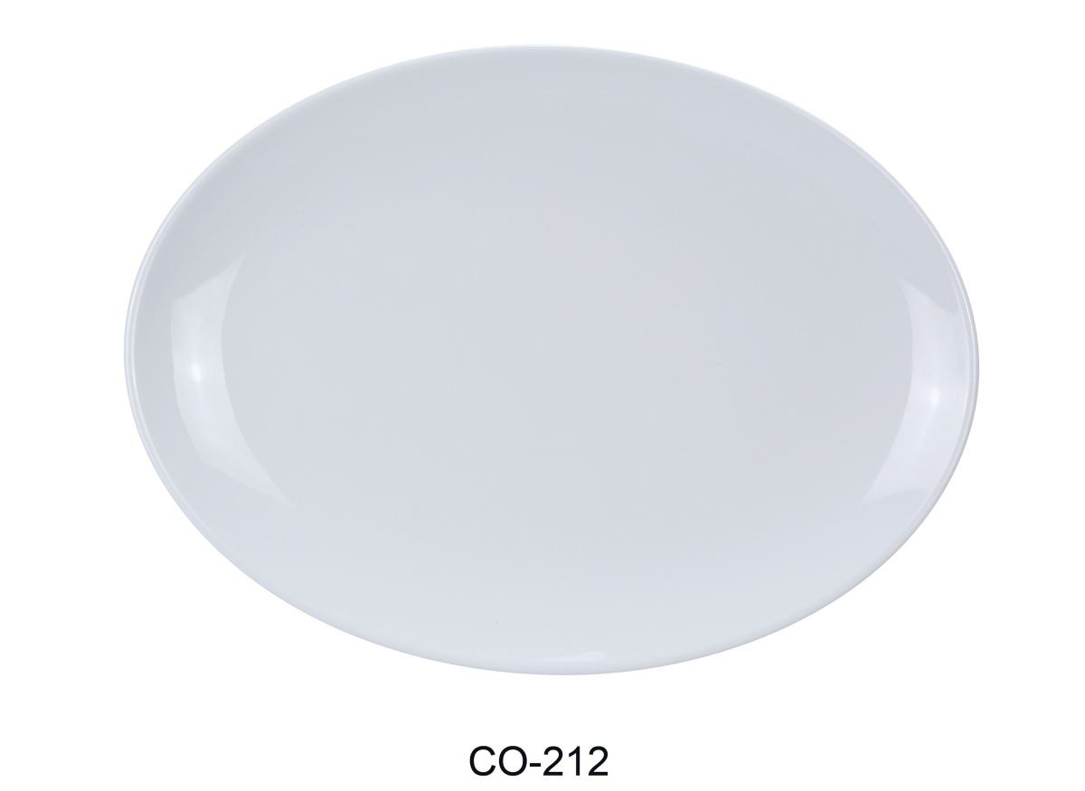 Picture of Yanco CO-212 Coupe Pattern Oval Platter - Melamine, White - 12 x 8.5 in. - Pack of 12