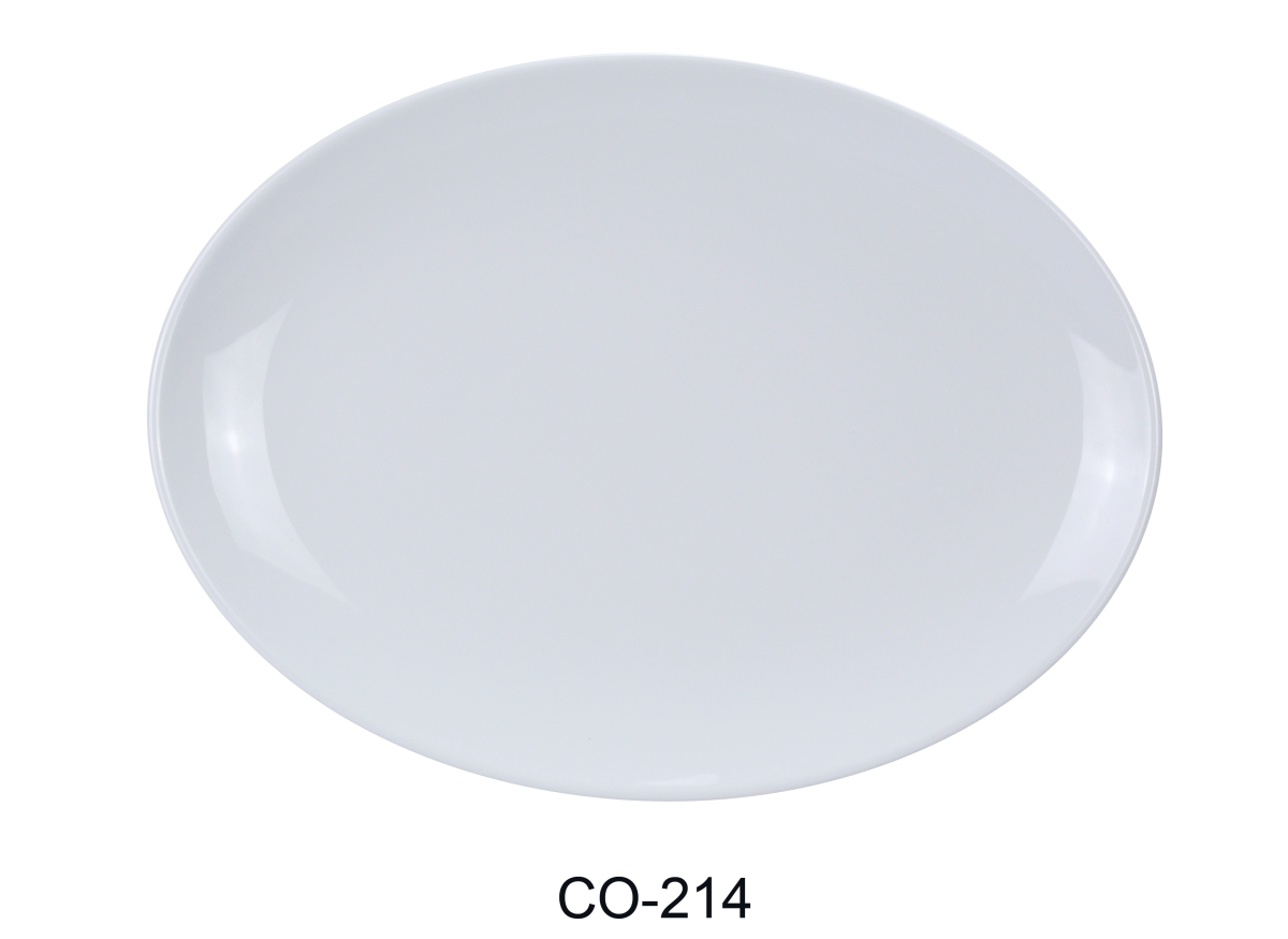 Picture of Yanco CO-214 Coupe Pattern Oval Platter - Melamine, White - 14 x 10 in. - Pack of 12