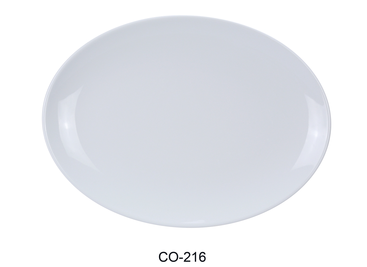 Picture of Yanco CO-216 Coupe Pattern Oval Platter - Melamine, White - 16 x 12 in. - Pack of 12