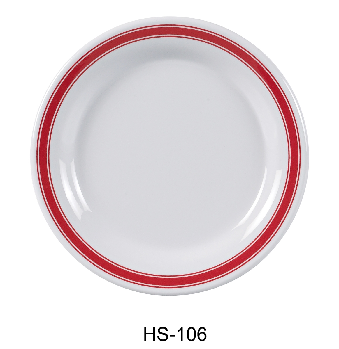 Picture of Yanco HS-106 6.5 in. Houston Round Plate - Melamine, White & Red Rim - Pack of 48