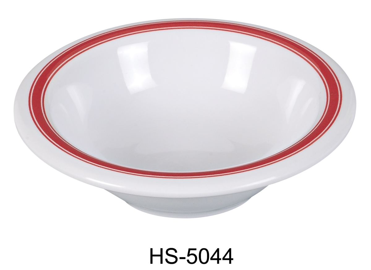 Picture of Yanco HS-5044 4.75 in. 4.5 oz Houston Salad Bowl - Melamine, White & Red Rim - Pack of 48
