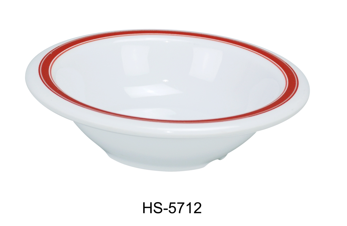 Picture of Yanco HS-5712 7.5 in. 12 oz Houston Soup & Salad Bowl - Melamine, White & Red Rim - Pack of 48