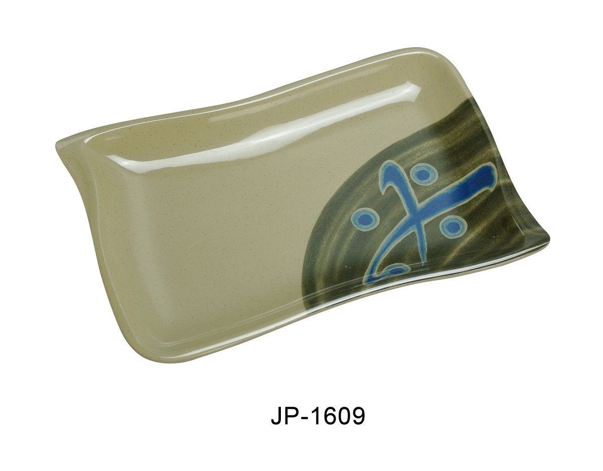 Picture of Yanco JP-1609 Japanese Rectangular Plate Wave Shape - Melamine - 5.5 x 8.5 in. - Pack of 48