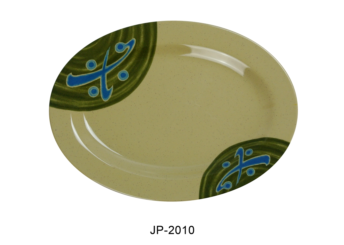 Picture of Yanco JP-2010 Japanese Oval Plate - Melamine, Multi Color - 7.25 x 9.75 in. - Pack of 24