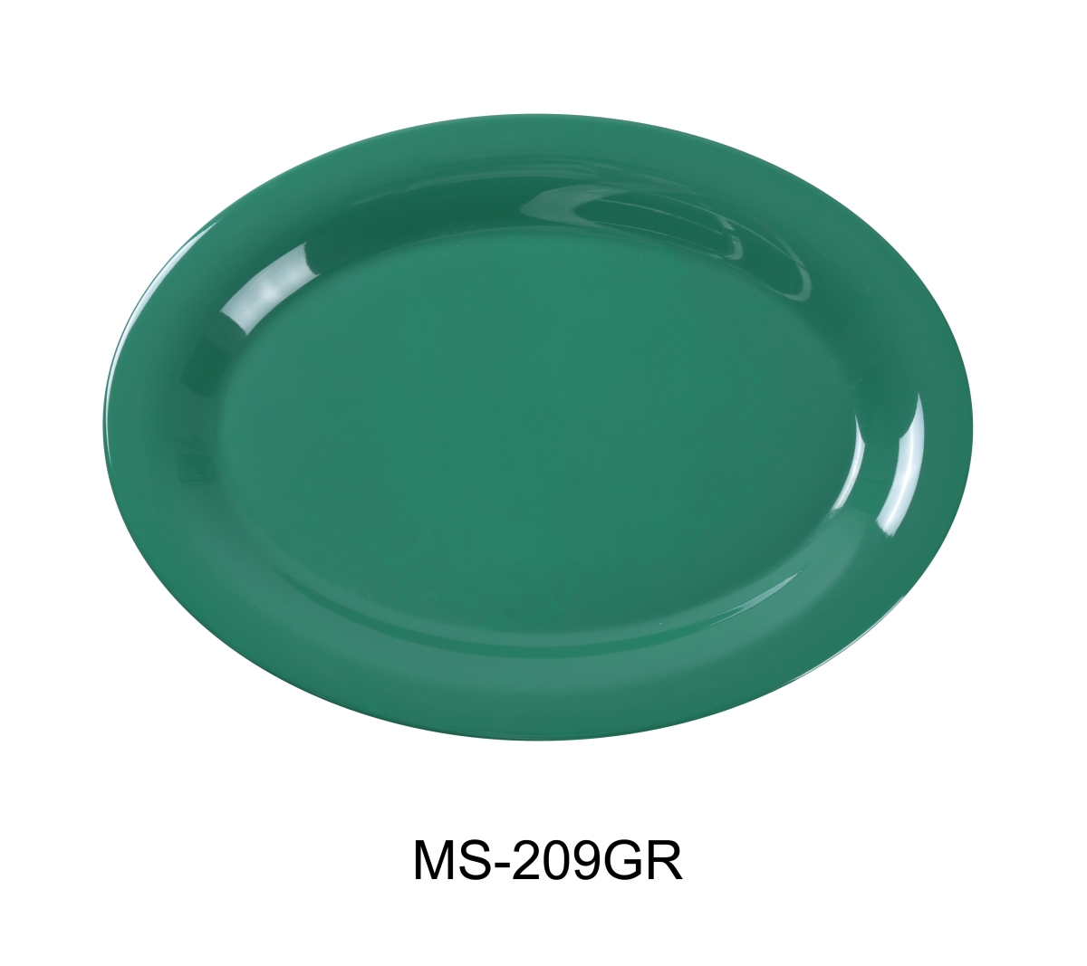 Picture of Yanco MS-209GR Mile Stone Oval Platter - Melamine, Green - 7.25 x 9.5 in. - Pack of 24