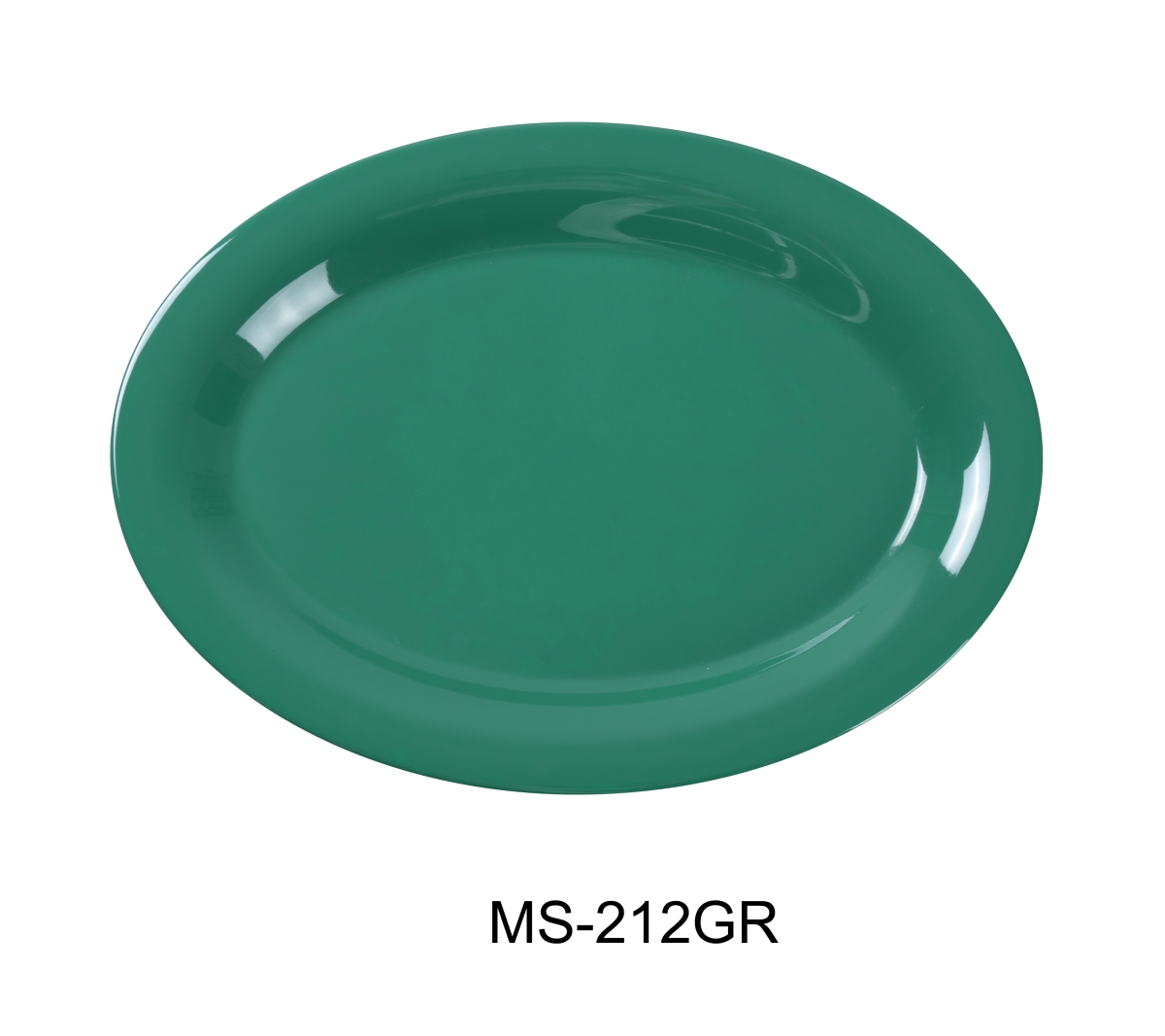 Picture of Yanco MS-212GR Mile Stone Oval Platter - Melamine, Green - 9 x 12 in. - Pack of 12