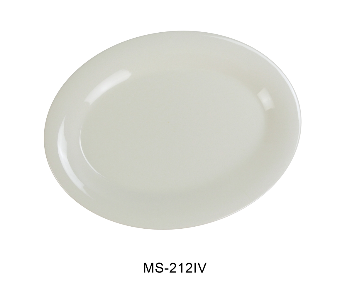 Picture of Yanco MS-212IV Mile Stone Oval Platter - Melamine, Ivory - 9 x 12 in. - Pack of 12