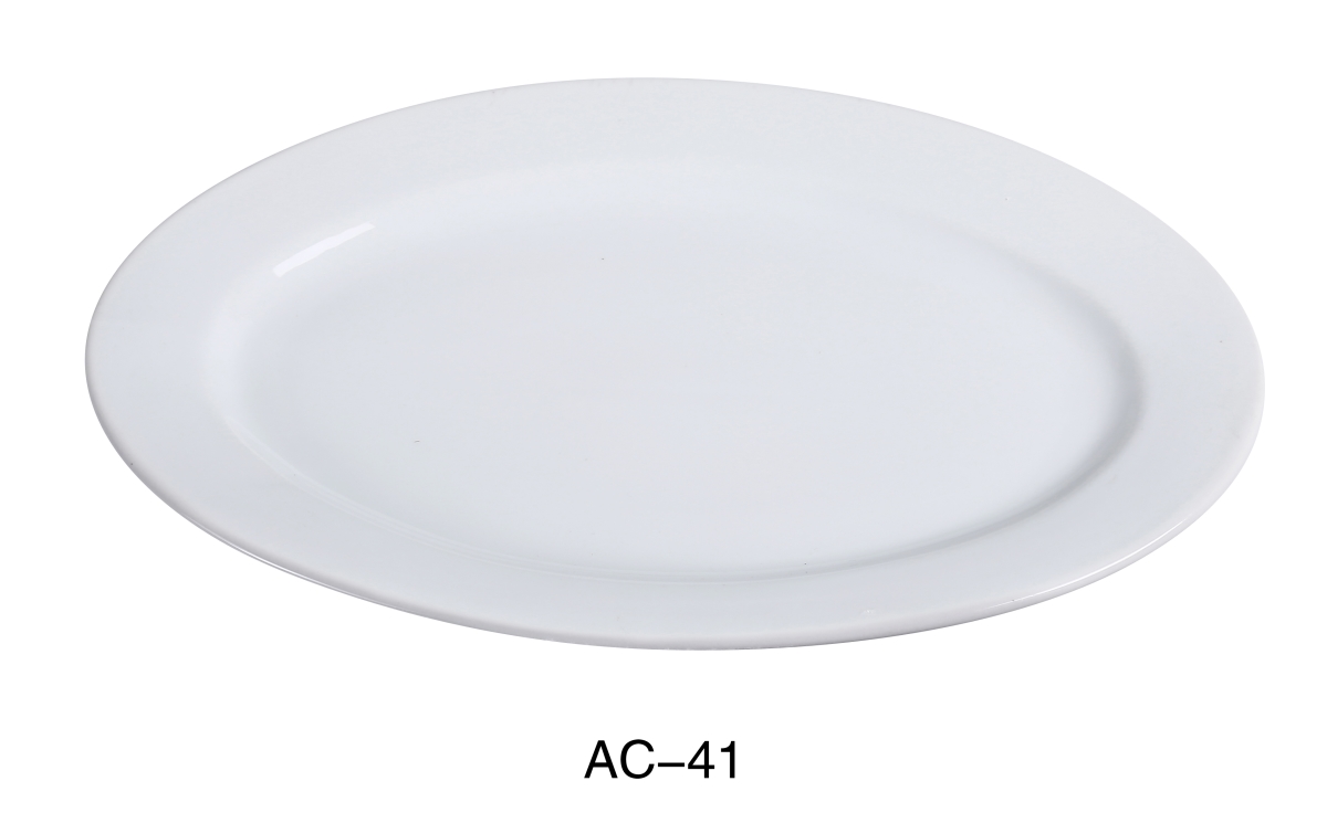 AC-41 ABCO Platter - Porcelain, Super White - 13.75 x 10 in. - Pack of 12 -  Yanco