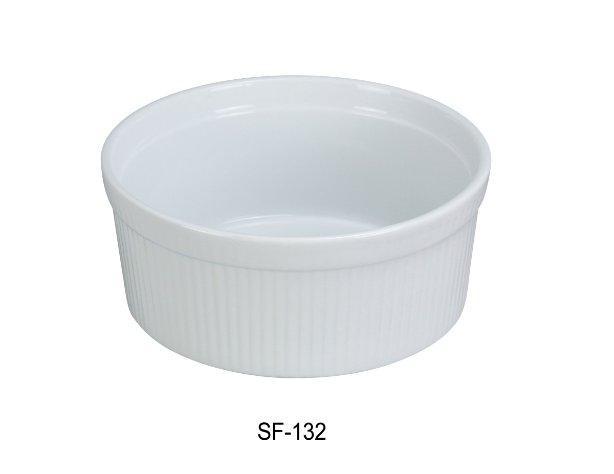 Picture of Yanco SF-132 32 oz Fluted Porcelain Souffle Bowl, Super White - 6 x 2.5 in. Height - Pack of 12