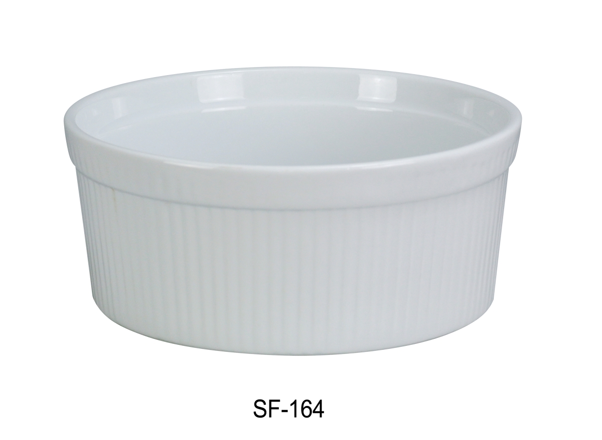 Picture of Yanco SF-164 64 oz Fluted Porcelain Souffle Bowl, Super White - 8.5 x 2.75 in. - Pack of 12