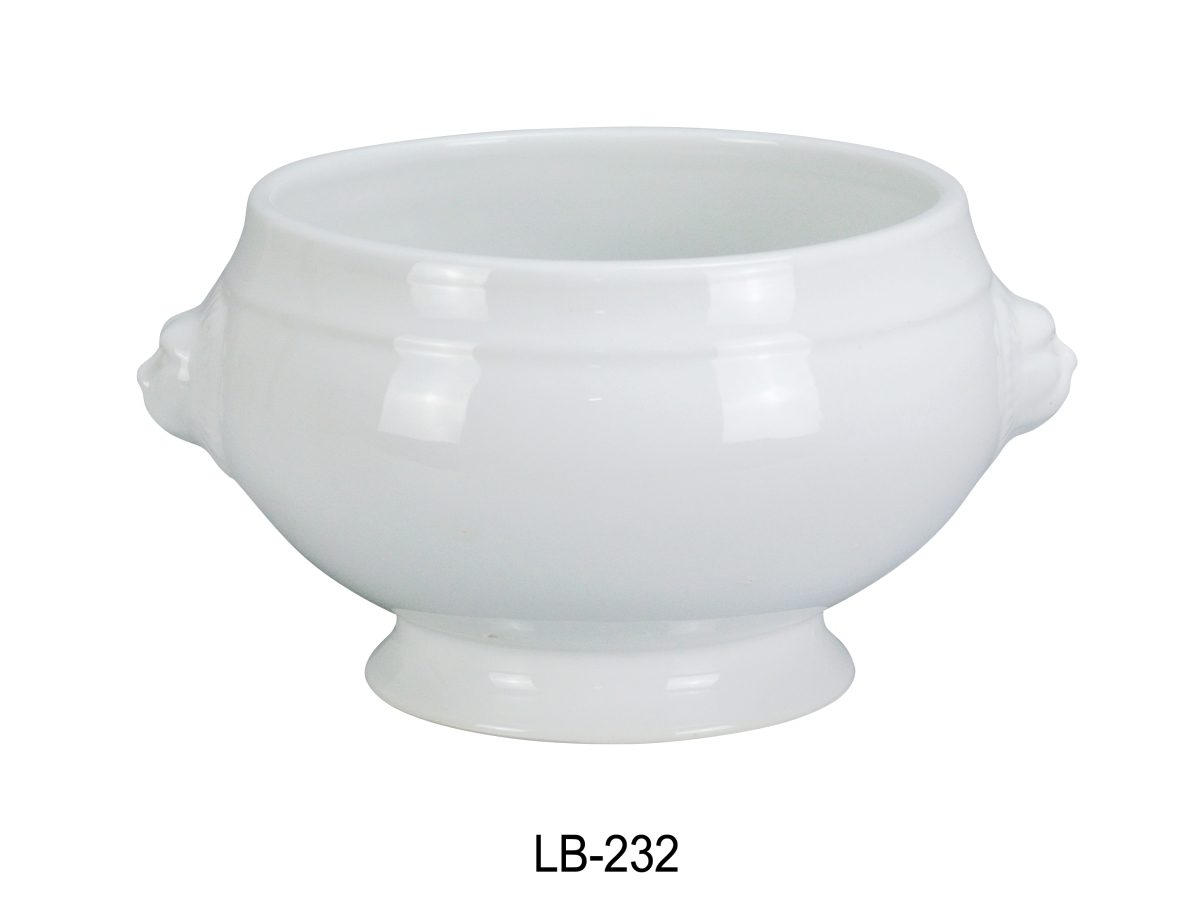 Picture of Yanco LB-232 32 oz Lion Porcelain Bouillon Bowl, Super White - 6.25 x 4.5 in. - Pack of 12