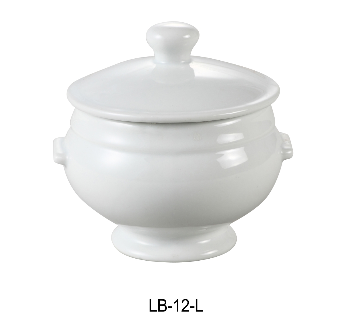 Picture of Yanco LB-12-L 12 oz Porcelain Bouillon Cup with Lid, Super White - 3.75 x 3 in. - Pack of 24