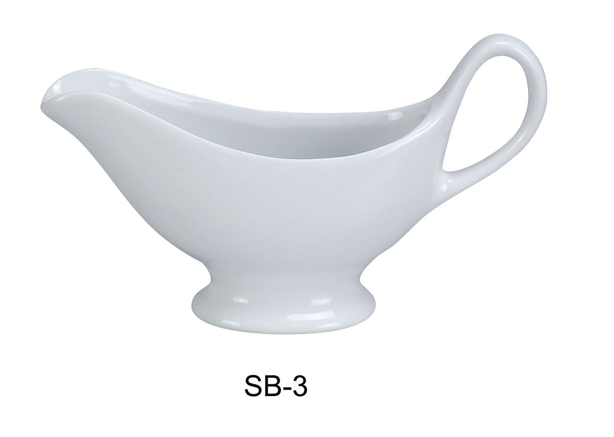 Picture of Yanco SB-3 3.5 oz Porcelain Sauce Boat, Super White Color - 7 x 2 x 2.15 in. Height - Pack of 36