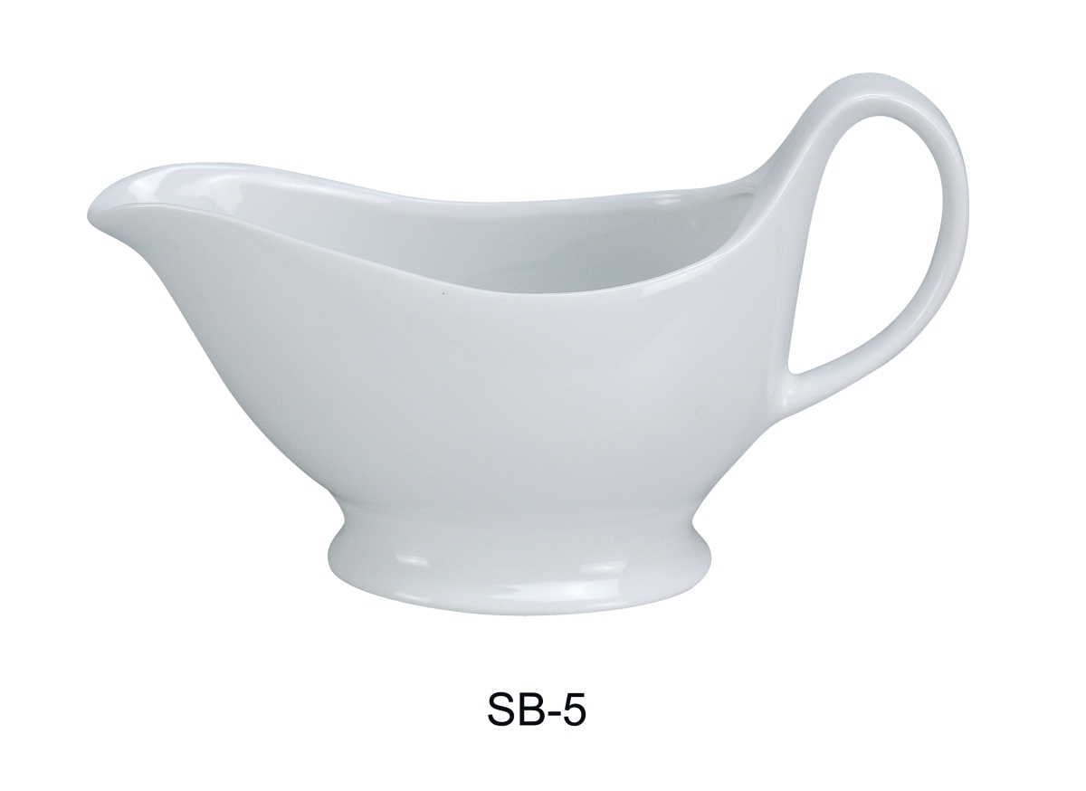 Picture of Yanco SB-5 5.5 oz Porcelain Sauce Boat, Super White Color - 7 x 2.25 x 2.25 in. - Pack of 36