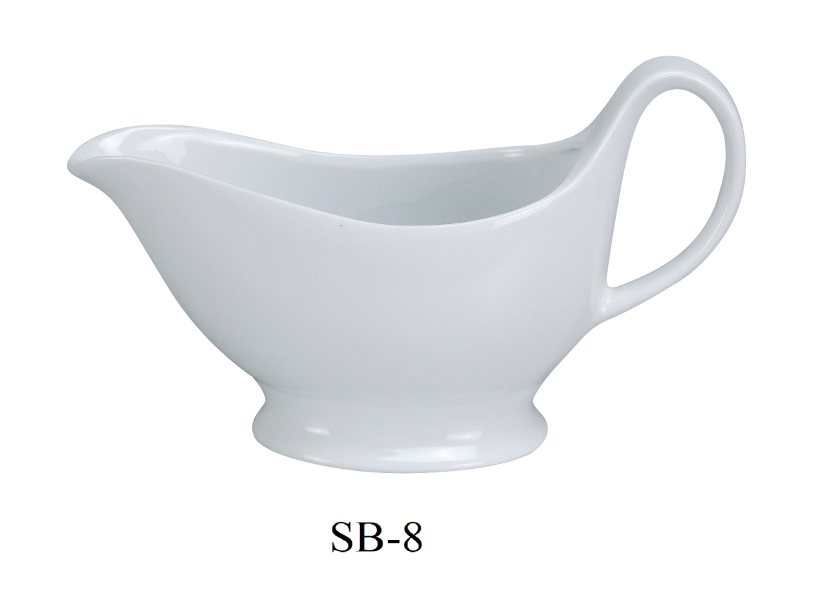 Picture of Yanco SB-8 8.5 oz Porcelain Sauce Boat, Super White - 8.25 x 2.5 x 3.25 in. - Pack of 24