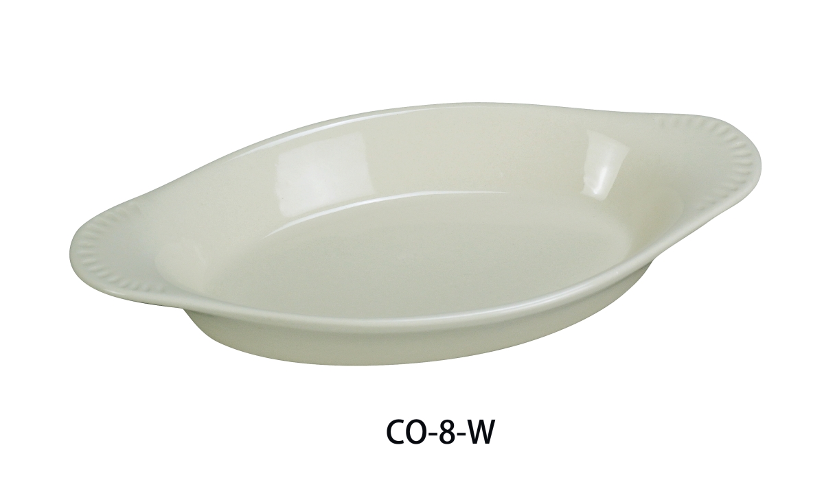 Picture of Yanco CO-8-W 8 oz China Oval Welsh Rarebit Crock, White Color - 8.5 x 4.25 x 1.125 in. - Pack of 36