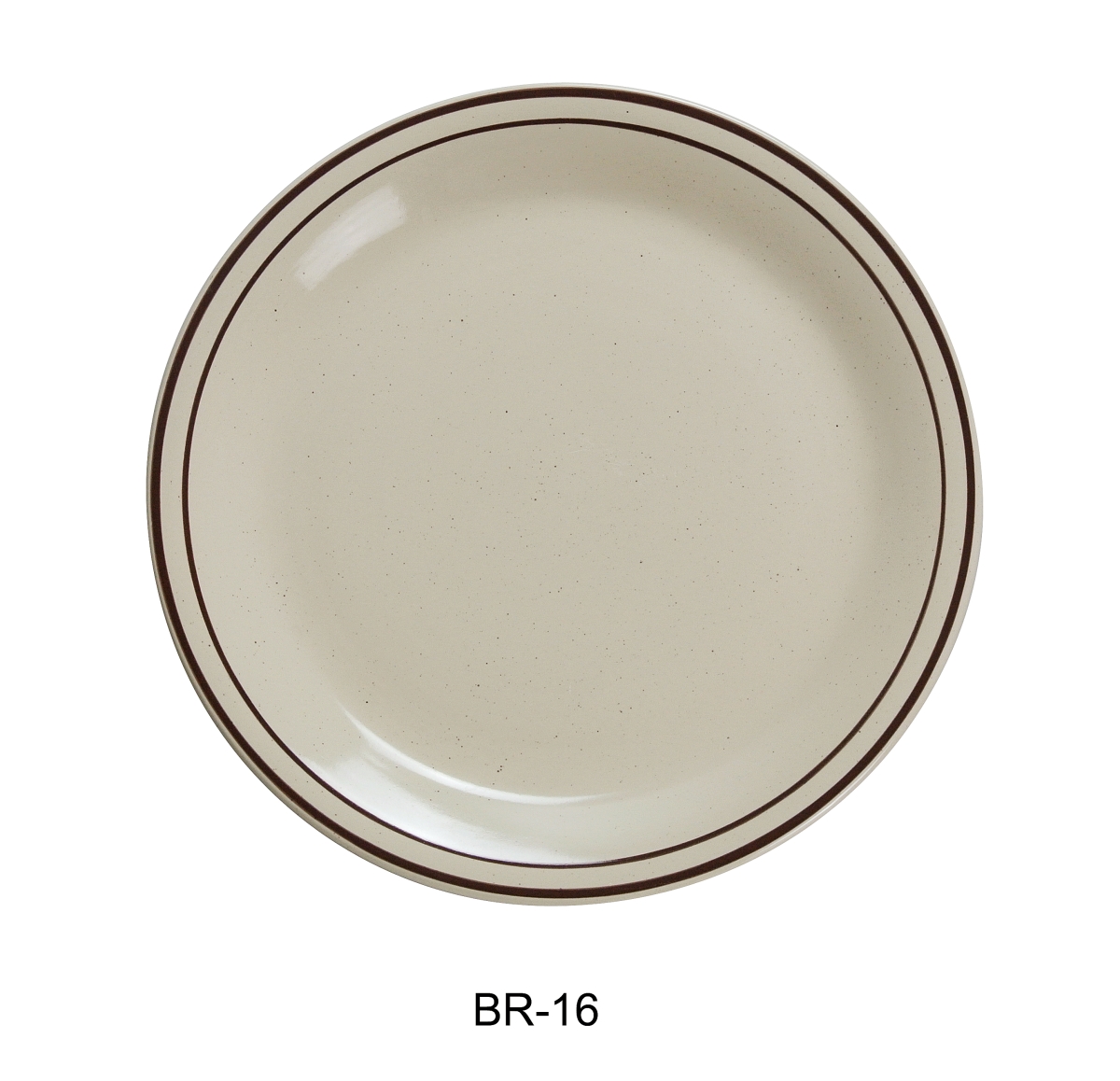 Picture of Yanco BR-16 China Brown Speckled Plate, American White - 10.5 in. - Pack of 12