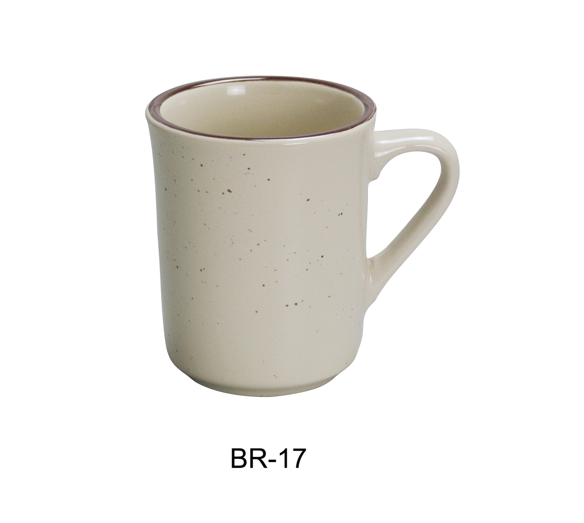 Picture of Yanco BR-17 7 oz China Brown Speckled Ventura Mug, American White - 3 x 3.625 in. - Pack of 36