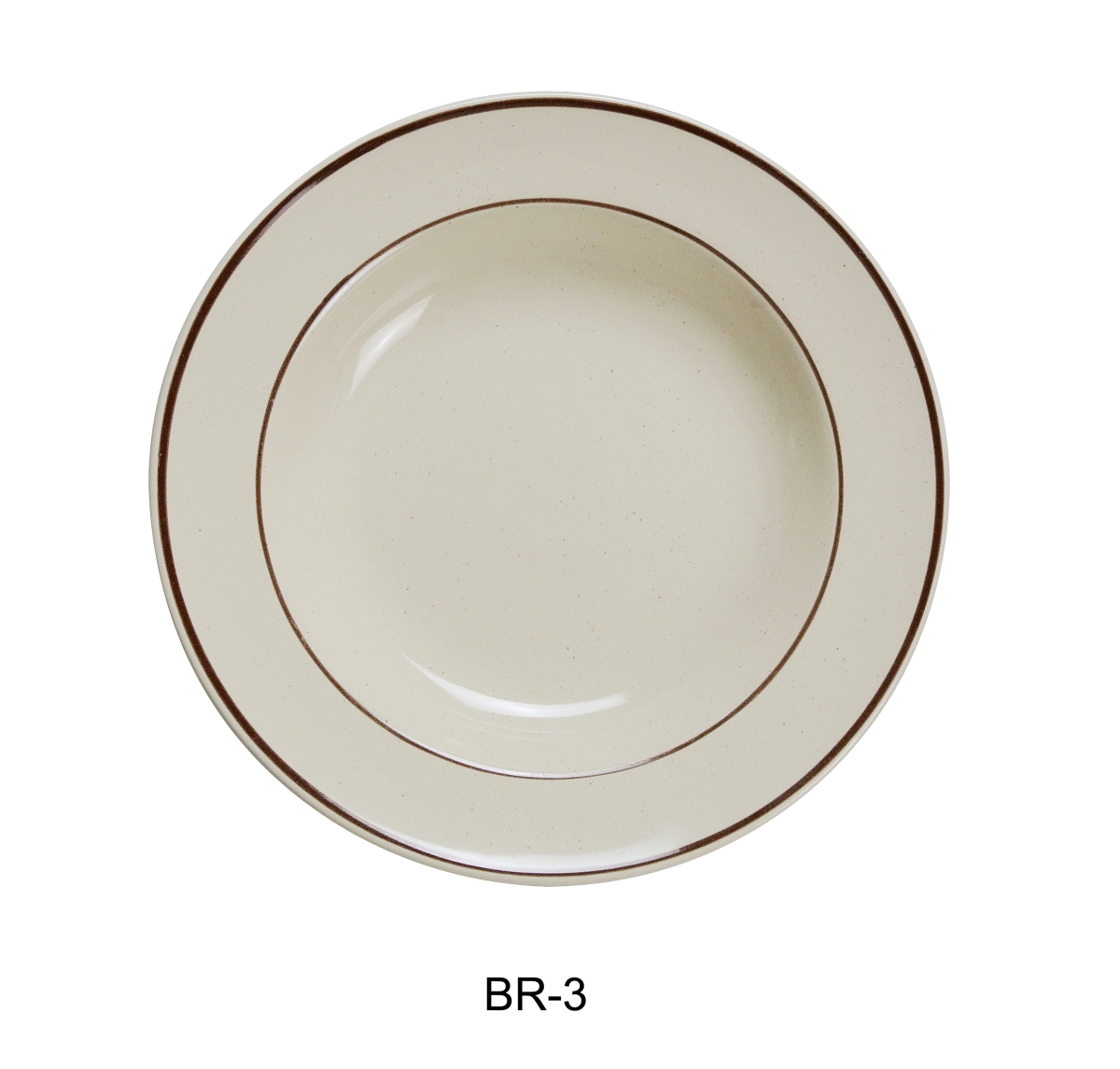 Picture of Yanco BR-3 10 oz China Brown Speckled Rim Soup Bowl, American White - 9 in. - Pack of 24