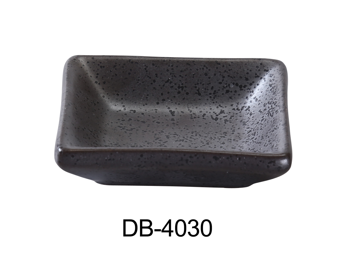 Picture of Yanco DB-4030 3 x 2.25 in. Diamond Black Collection Rectangular Sauce Dish, Matte Glaze - 2 oz - Pack of 48