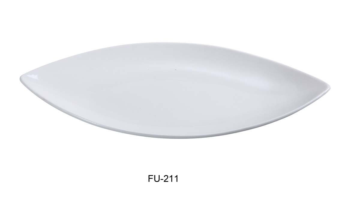 Picture of Yanco FU-211 Porcelain Fuji Oval Plate, Bone White - 11 x 5.5 in. - Pack of 12