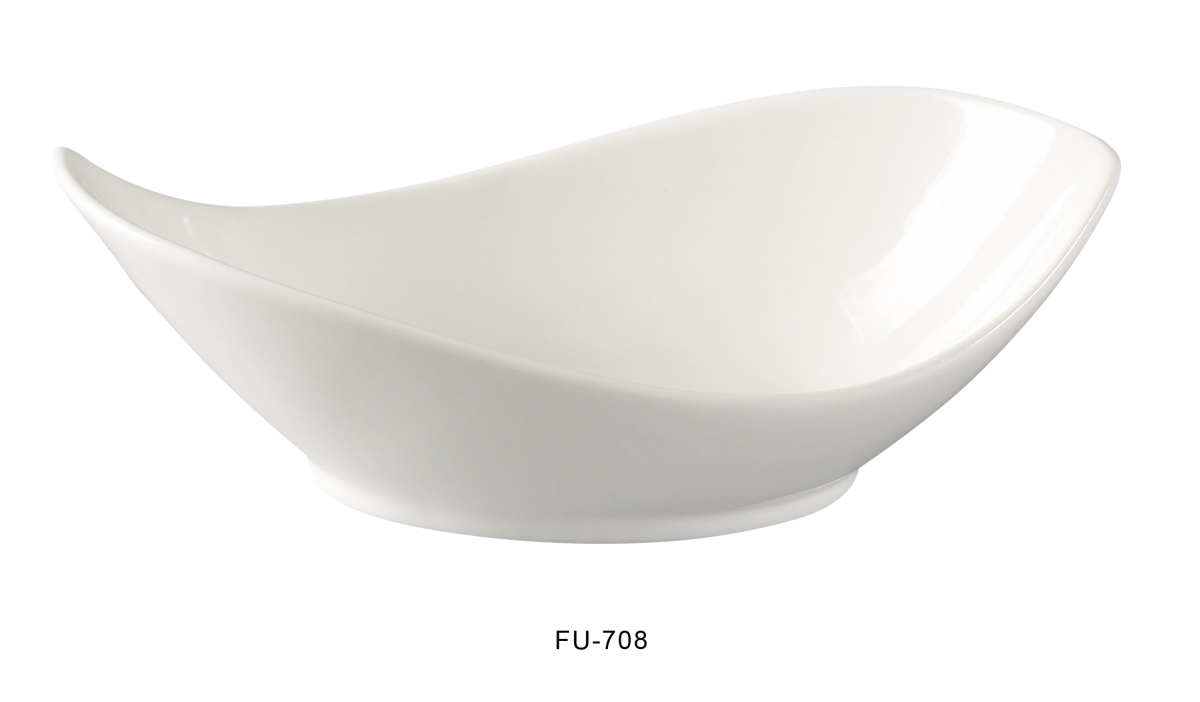 Picture of Yanco FU-708 8 in. Fuji Boat Shaped Porcelain Salad Bowl, Bone White - 6 oz - Pack of 24